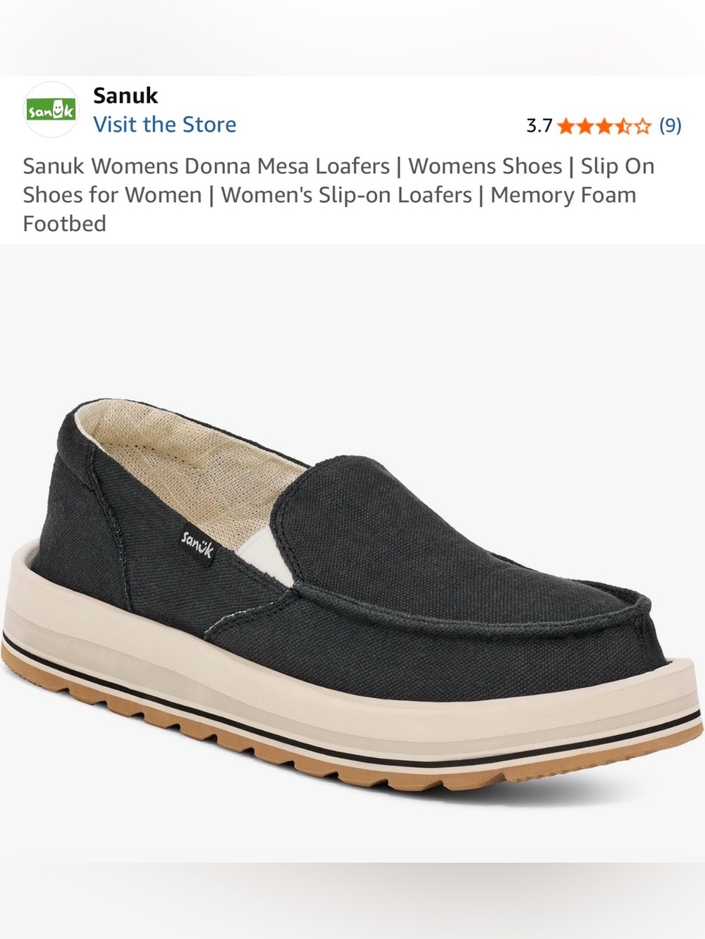 Sanuk Women’s Mesa Loafer in Black and Cream